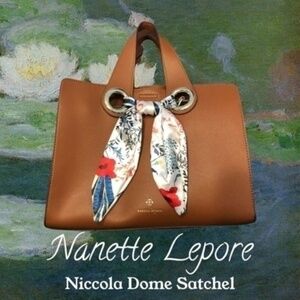 NANETTE LEPORE Niccola Vegan Leather Removable Scarf Satchel/Bag/Handbag NWT